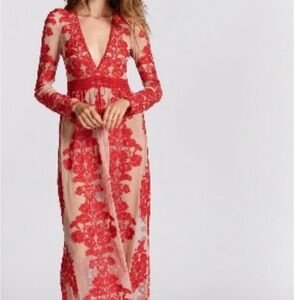 Elegant Red Lace Dress